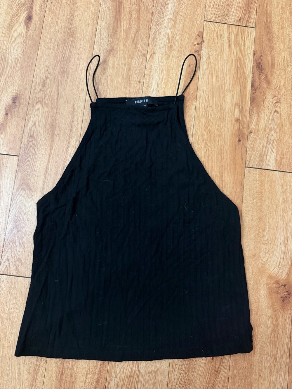 Forever 21 Black Ribbed High-Neck Cami